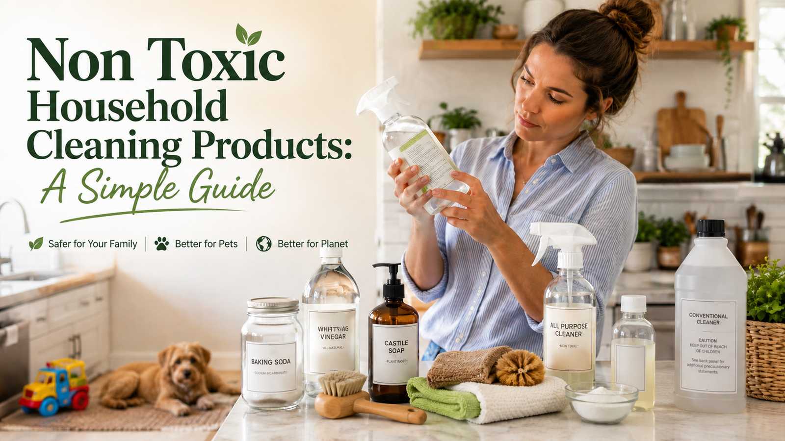 Non-toxic household cleaning products for safer, eco-friendly home cleaning.